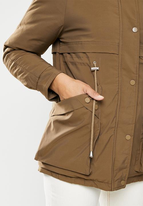 dailyfriday - Faux fur hooded parker - tobacco