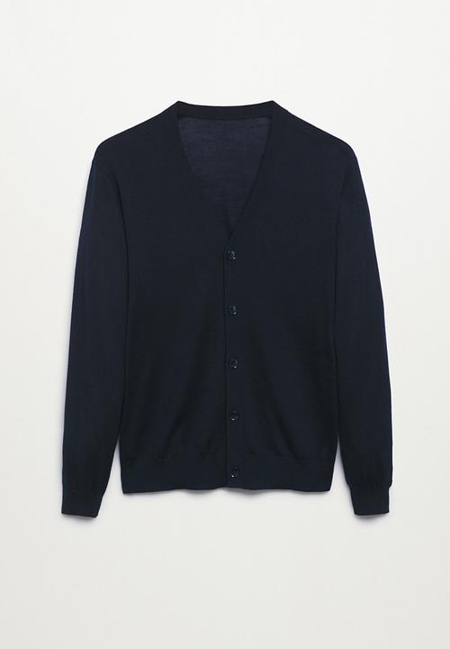 MANGO - 100% Merino Wool washable Cardigan Willyc - navy