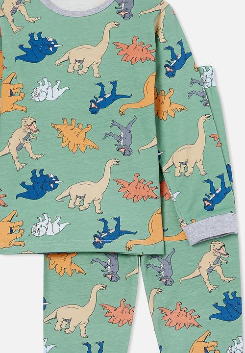 Cotton On - Orlando long sleeve pyjama set - smashed avo dino party