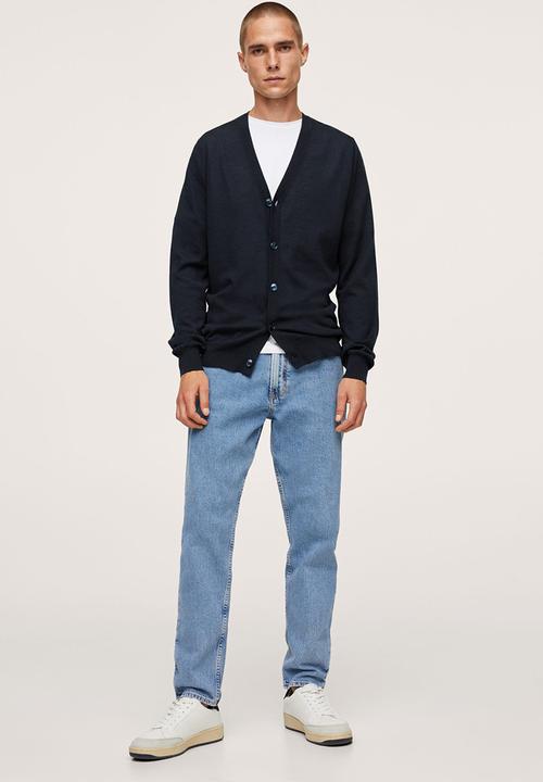 MANGO - 100% Merino Wool washable Cardigan Willyc - navy