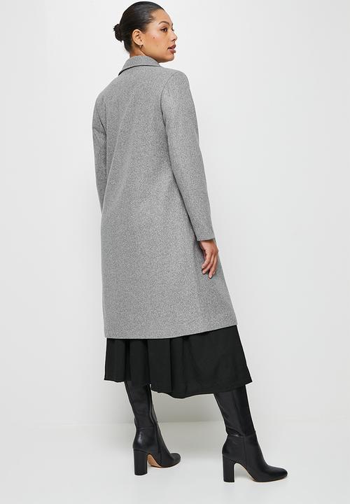 edit - Long melton biker coat - grey melange