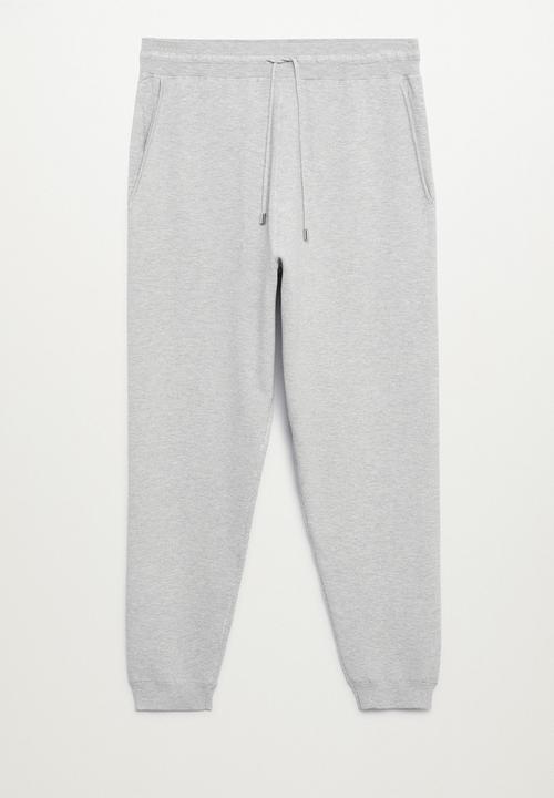 MANGO - Weekendj Textured knit Joggers  - pastel grey