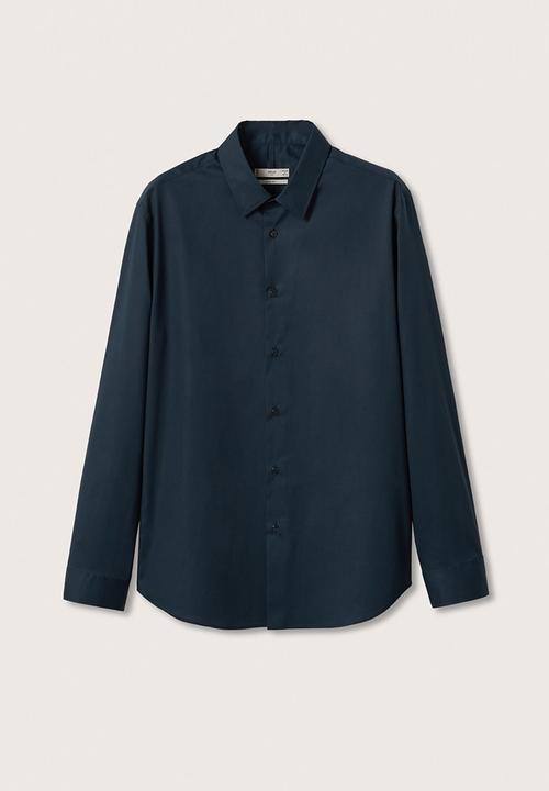 MANGO - Play  Slim Fit stretch cotton Shirt  - navy