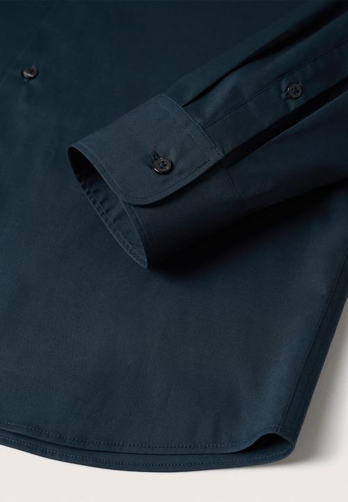 MANGO - Play  Slim Fit stretch cotton Shirt  - navy