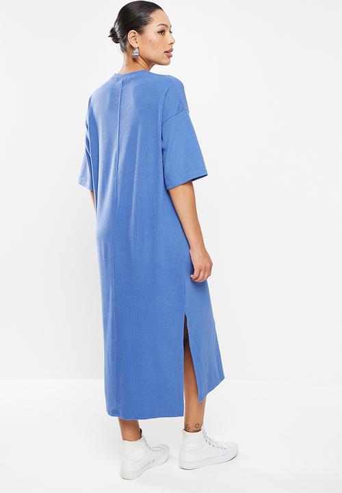 Missguided - Basic rib midaxi t shirt dress - blue