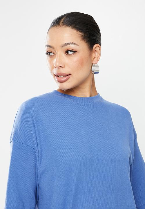 Missguided - Basic rib midaxi t shirt dress - blue