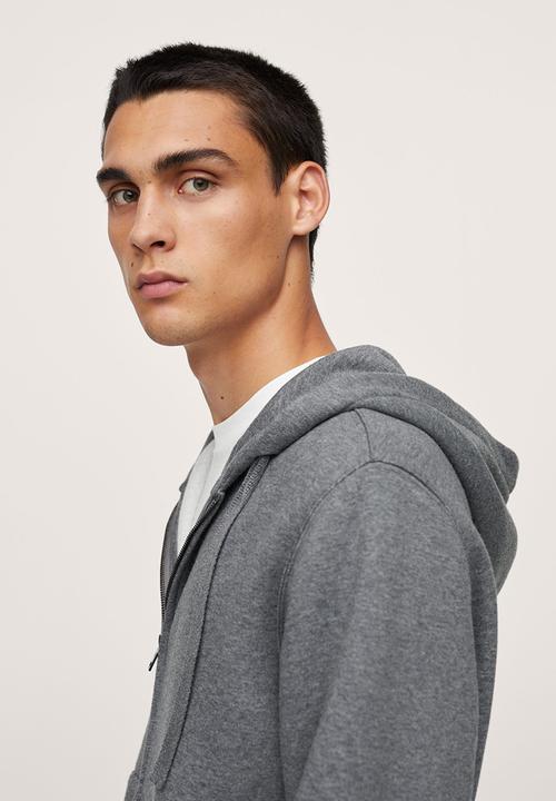 MANGO - Bady Zipper cotton Sweatshirt  - Dark Grey