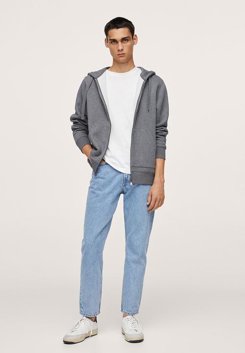 MANGO - Bady Zipper cotton Sweatshirt  - Dark Grey
