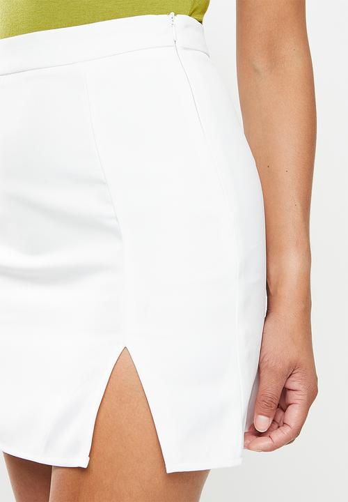 Missguided - Tailored double split mini skirt - white