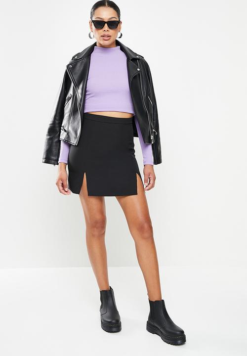 Missguided - Tailored double split mini skirt - black
