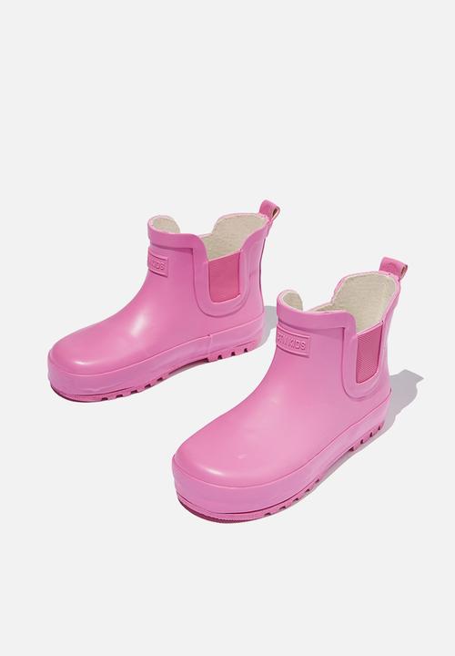 Cotton On - Gusset gumboot - pink gerbera grid