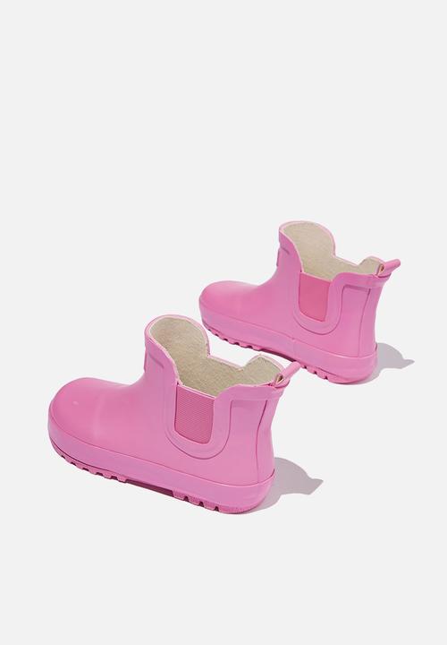 Cotton On - Gusset gumboot - pink gerbera grid