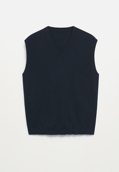 MANGO - Knitted cotton gilet Sweatshirt  bastosv - Navy