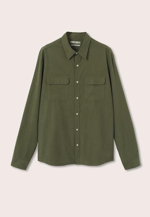MANGO - Shirt nai slim fit - khaki