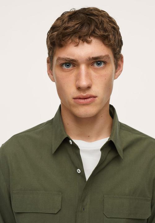 MANGO - Shirt nai slim fit - khaki