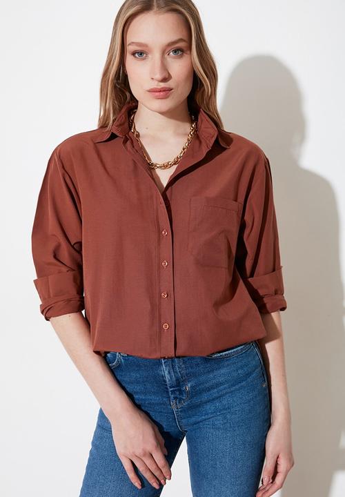 Trendyol - Boyfriend shirt - brown
