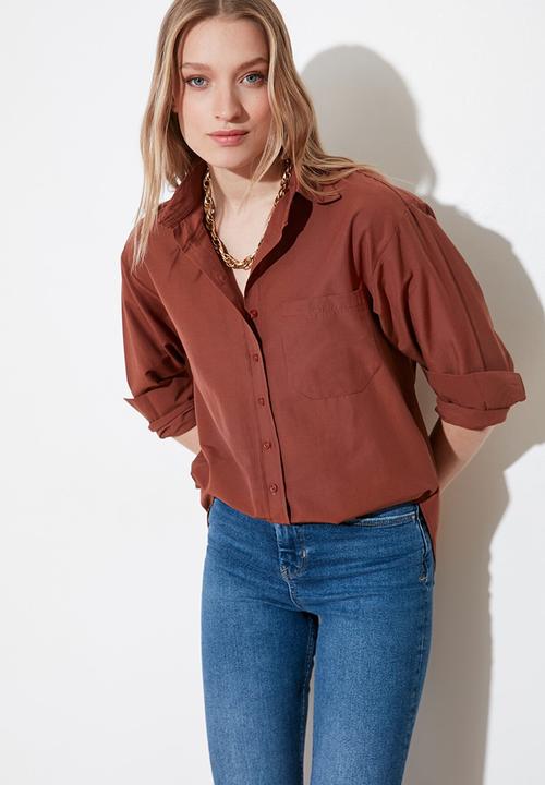 Trendyol - Boyfriend shirt - brown