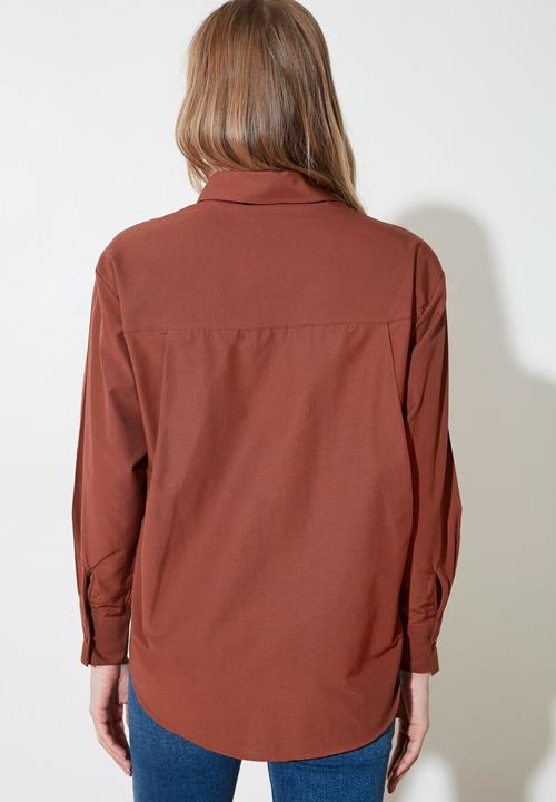 Trendyol - Boyfriend shirt - brown