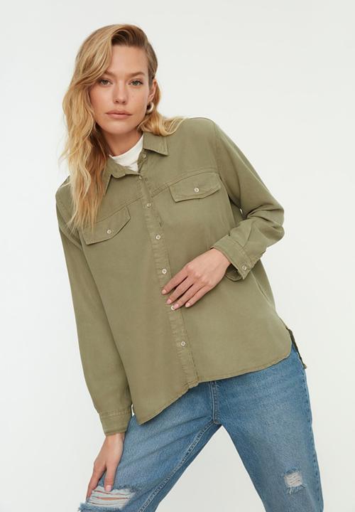 Trendyol - Denim shirt - khaki