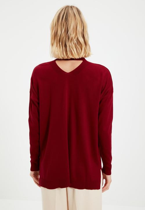 Trendyol - Choker neck sweater  - burgundy