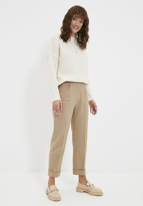 Trendyol - High waist pleated detailed trousers - mink