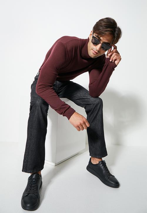 Superbalist - Basic roll neck slim fit knit - burgundy