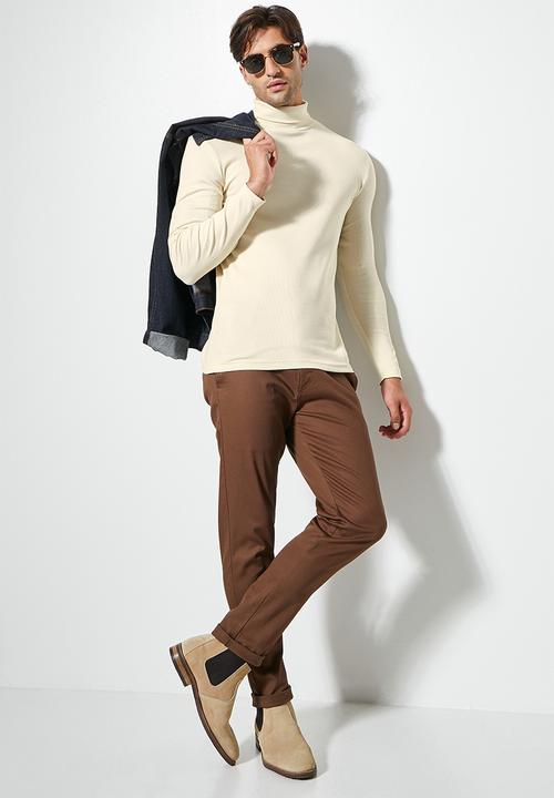 Superbalist - Sochi long sleeve ribbed roll neck tee - stone