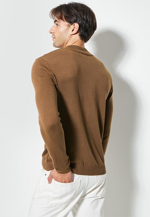 Superbalist - Slim fit high neck knit - brown