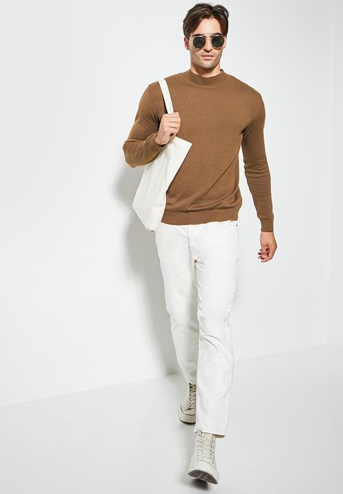Superbalist - Slim fit high neck knit - brown