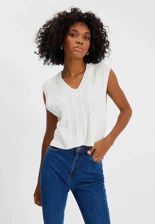 Trendyol - Knitted detailed knitwear sweater  - ecru