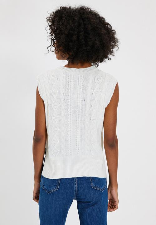 Trendyol - Knitted detailed knitwear sweater  - ecru