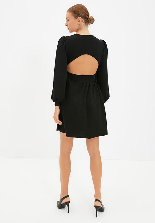 Trendyol - Open back back knitted dress  - black