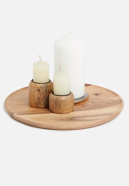 H&S - Wooden candle plate - natural