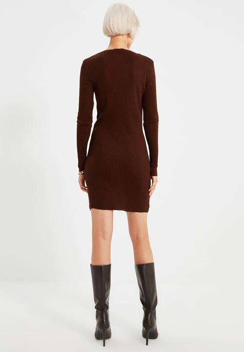 Trendyol - Chain detailed knitwear dress  - brown