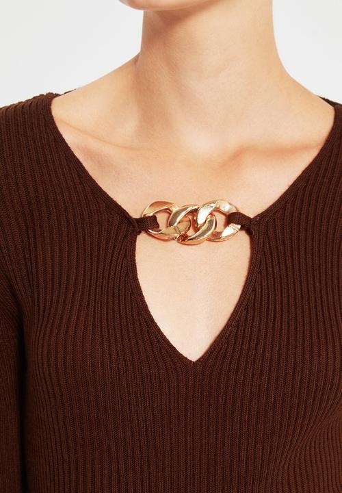 Trendyol - Chain detailed knitwear dress  - brown