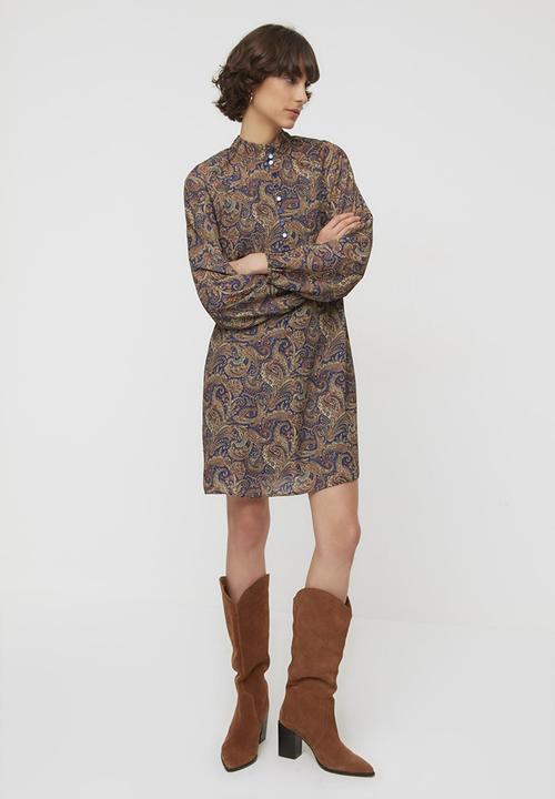 Trendyol - Patterned stand collar dress - multi