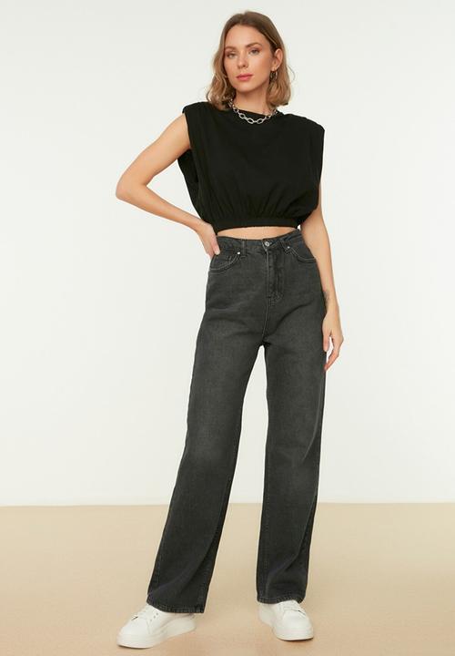 Trendyol - High waist 90's wide leg jeans - anthracite