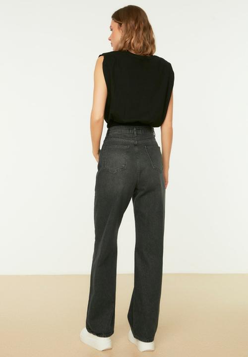 Trendyol - High waist 90's wide leg jeans - anthracite