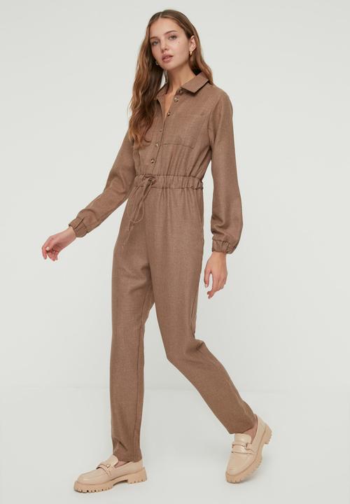 Trendyol - Tie detailed jumpsuit - brown