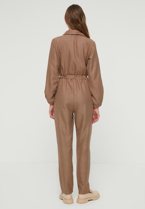 Trendyol - Tie detailed jumpsuit - brown