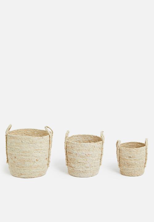 H&S - Bleached basket set of 3 - light beige 