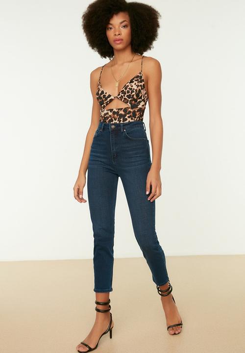 Trendyol - High waist mom jeans - navy