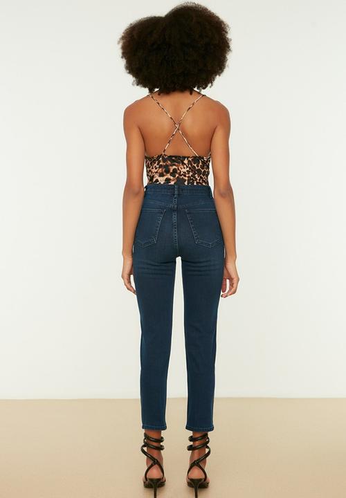 Trendyol - High waist mom jeans - navy