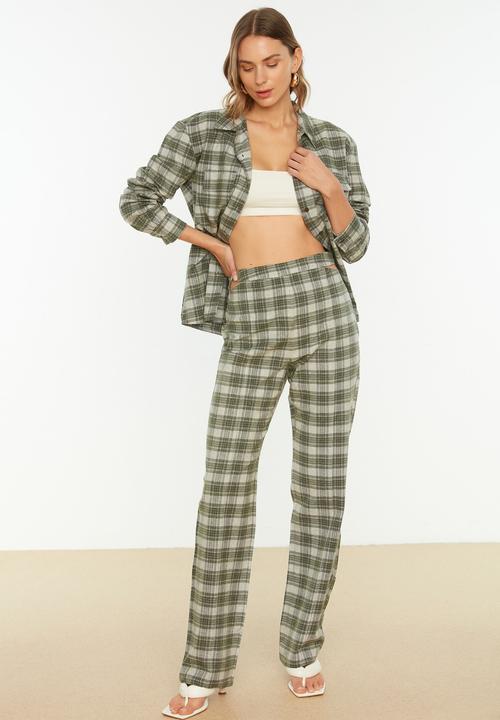 Trendyol - Plaid trousers - khaki
