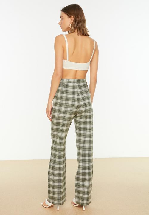 Trendyol - Plaid trousers - khaki