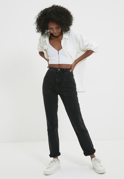 Trendyol - Pocket detailed high waist bootcut jeans - black