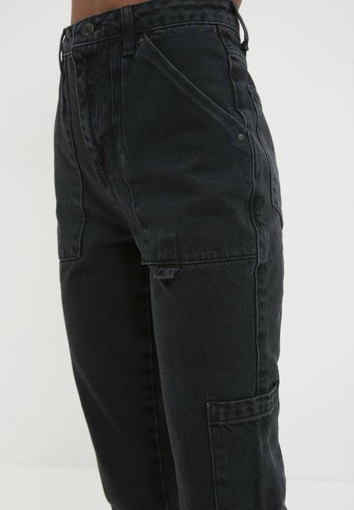 Trendyol - Pocket detailed high waist bootcut jeans - black
