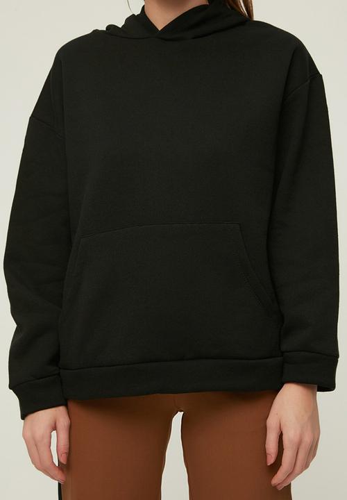 Trendyol - Loose knit raised hoodie - black