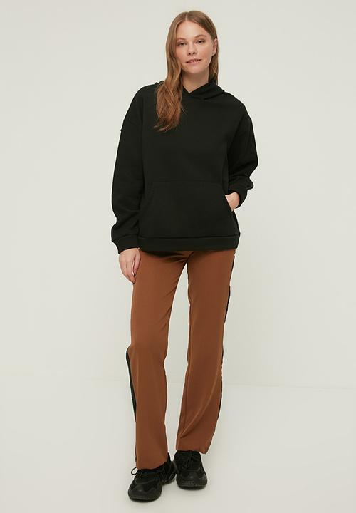 Trendyol - Loose knit raised hoodie - black