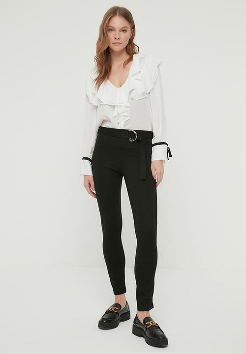Trendyol - Belted knitted trousers - black